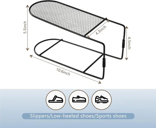 Vista 2 de CiBiZi Organizador de ranuras para zapatos, paquete de 6 organizadores de zapatos de metal, apilables, con doble capa, para un par de zapatos