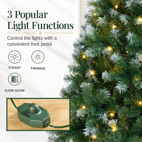 Vista 32 de Best Choice Products Árbol de Navidad azul bebé preiluminado de 6 pies, decoración navideña artificial completa con 947 puntas de rama, 250 luces