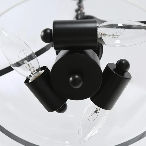 Vista 4 de ZEVNI Candelabro negro de 3 luces, lámpara moderna de mediados de siglo, lámpara colgante de cristal de campana grande para comedor, 14 pulgadas