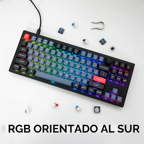 Vista 5 de Keychron V3 - Perilla de teclado mecánico personalizado con cable, TKL QMK/VIA macro programable con interruptor Keychron K Pro marrón