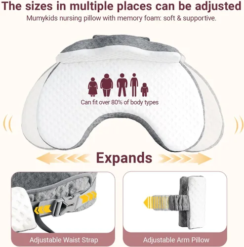 Vista 7 de Almohada de lactancia elevada con almohada de brazo, almohada ergonómica de seguridad de espuma viscoelástica para lactancia materna, correa