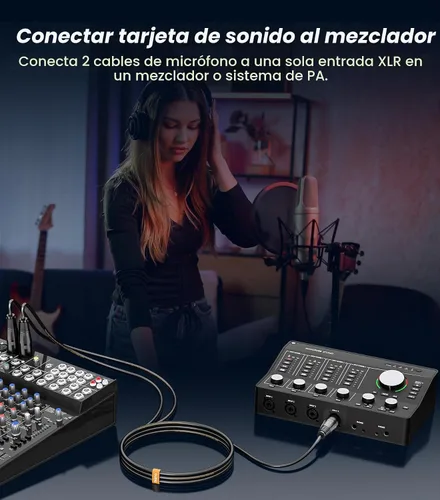 Vista 5 de Tisino Cable XLR Y-Splitter Cable hembra doble XLR a macho de micrófono combinador Y cable de conexión de adaptador de micrófono equilibrado