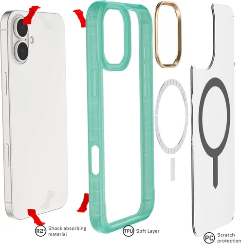 Vista 14 de Ghostek Covert Clear - Funda transparente para iPhone 15 Plus, silicona a prueba de golpes, compatible con accesorios Apple MagSafe, funda Negro