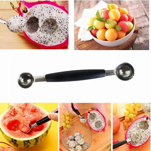 Vista 5 de Cuchara de doble cara del melón de la fruta, 2 en 1 cortador de la cucharada del acero inoxidable 7.1 in