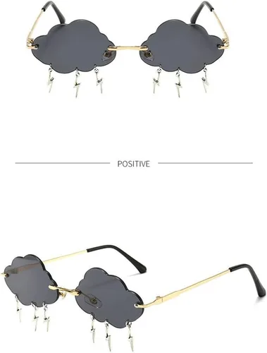 Vista 3 de ENTHYI Cloud Lightning - Lentes de sol para mujeres/hombres, sin marco, para fiesta, sin montura Negro