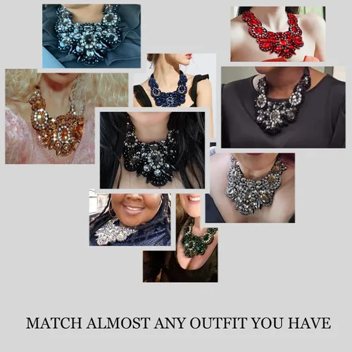 Vista 7 de Flyonce Collar de cristal con diamantes de imitación para mujeres y niñas, bisutería