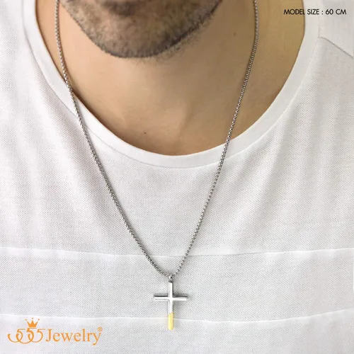 Vista 4 de 555Jewelry Collar de cruz para hombres y mujeres, colgante de acero inoxidable con cadena de 16 a 24 pulgadas