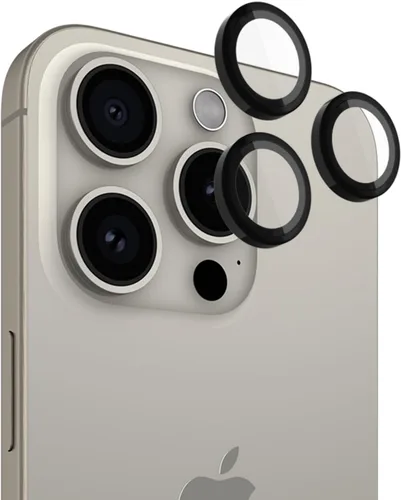 Vista 7 de Pelican - Protector de lente de cámara con anillos de aluminio para iPhone 15 / iPhone 15 Plus - Vidrio templado 9H - Resistente a los arañazos