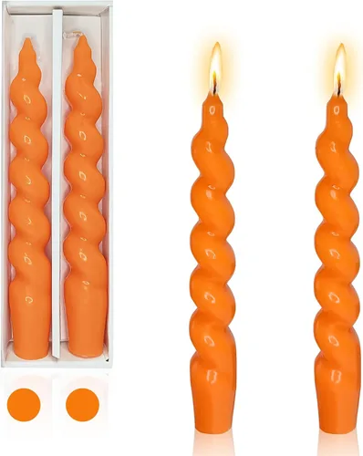 Vista 45 de Candelabros en espiral verde y velas cónicas verdes - Gedengni 7.5 pulgadas Velas cónicas cortas y encantadoras con diseño retorcido, velas sin