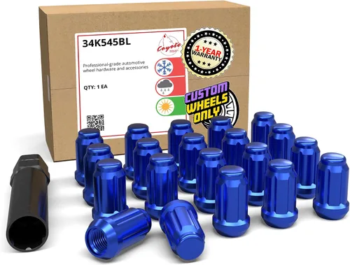 Vista 14 de Piezas de accesorios de rueda, 20 piezas de 1/2 "-20 roscas estriadas de 3.35 pulgadas de largo, tuercas hexagonales negras para Ford Mustang Jeep