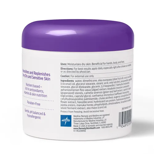 Vista 8 de Medline Remedy Crema para la piel especializada, sin fragancia (16 onzas), 1.5% de dimeticona, hidratante nutritiva para piel seca, sin sulfatos