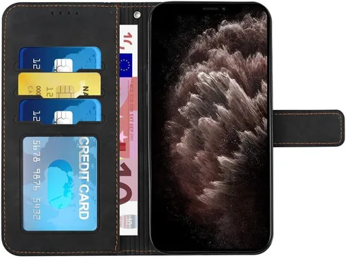 Vista 3 de Funda tipo cartera para Redmi Note 11 Pro, Redmi Note 11 Pro con tarjetero de cuero con función atril de protección completa magnética compatible