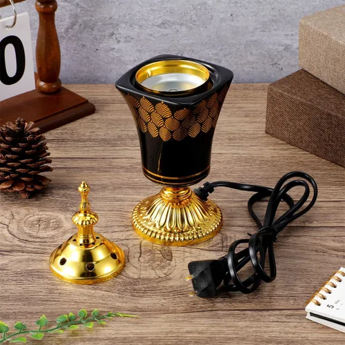 Vista 2 de Amosfun Quemador de incienso eléctrico, estilo árabe, incensario, hogar, oficina, decoración de mesa, yoga, spa, aroma, ornamento, enchufe de EE. UU