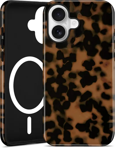 Vista 51 de Jusy Compatible con MagSafe Brown Tortoise Shell Print Phone Case para iPhone 7/8/SE, funda protectora magnética de lujo de TPU suave