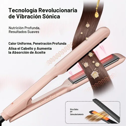 Vista 4 de HITTIONA - Plancha de cerámica para mujer, cabello grueso, color rosa