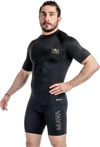 Vista 2 de Mava Sports playera ceñida mangas cortas para hacer ejercicios prenda interior para hombre