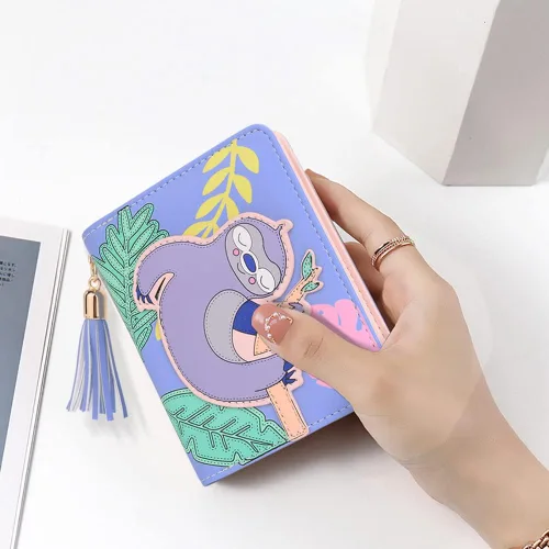 Vista 2 de UTO Wallet for Girls Cute Leather Vegan Small Women Tassel Pendant Card Holder Kawaii Coin Purse 1167