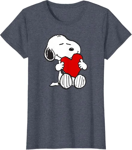 Vista 19 de Peanuts Camiseta de San Valentín Snoopy Hugging Heart, Negro