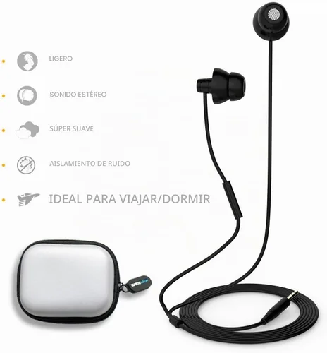 Vista 8 de MAXROCK (TM) Audífonos para Dormir Totalmente Suaves de Silicona con Tapones para los Oídos y Micrófono para Celulares, Tabletas y Conector de 3,5