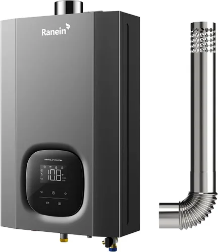 Vista 10 de Ranein Calentador de agua sin tanque de gas natural, panel de vidrio, hasta 3.17 GPM, 78,500 BTU, calentador de agua interior bajo demanda