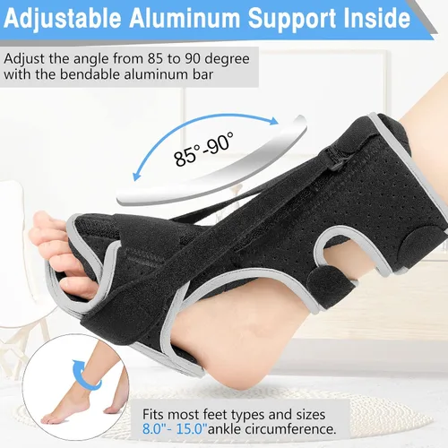 Vista 5 de Férula nocturna para fascitis plantar, férula nocturna ajustable para alivio de la fascitis plantar para mujeres y hombres, soporte de alivio