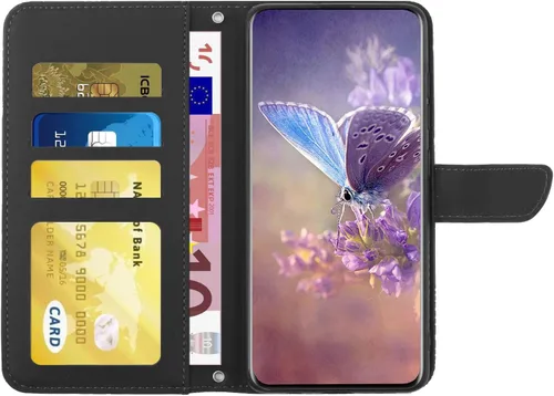 Vista 6 de Funda compatible con Realme P1 Pro, compatible con Realme 12 Pro / 12 Pro Plus con cierre magnético, soporte para tarjetas, color negro
