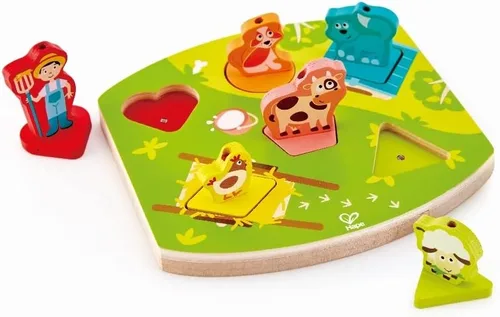 Vista 10 de Hape – Farmyard Sound Puzzle Game (10 pieza), multicolor, 5" x 2