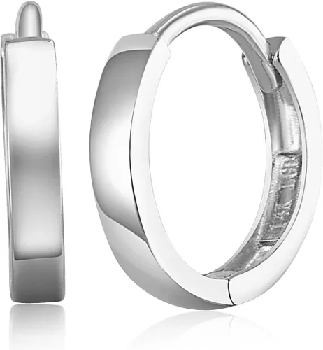 Vista 2 de Aretes Huggie de oro amarillo o blanco de 14 k de grosor de 0.079 in (0.433 x 0.433 in)