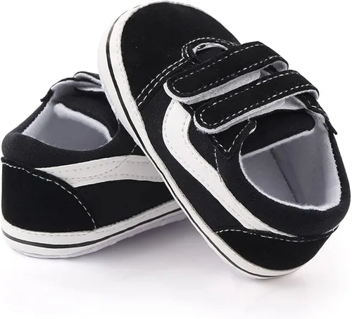Vista 3 de haozaye Zapatos para bebés niños y niñas, suela de goma antideslizante, alta calidad, piel sintética, para primeros pasos, para cuna, recién
