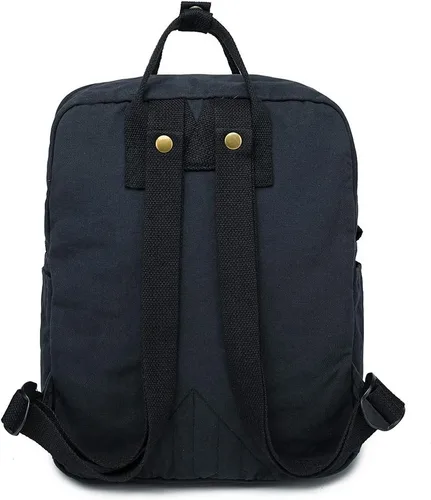 Vista 4 de Mochila LuckyZ de lona, ligera, estilo informal, para la escuela, para viaje, mediana, bolso de mano para mujer, Negro), Owl-Black