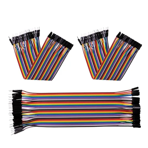 Vista 4 de ELEGOO 120 piezas de cables Dupont multicolor de 40 pines macho a hembra, 40 pines macho a macho, 40 pines hembra a hembra, kit de cables de puente