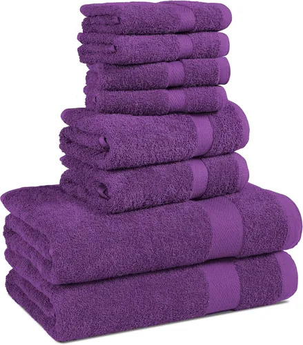 Vista 9 de Juego de toallas de 8 piezas, ultra suave, 100% algodón puro, 2 toallas de baño grandes de 28 x 56 pulgadas, 2 toallas de mano para baño de 16 x 26