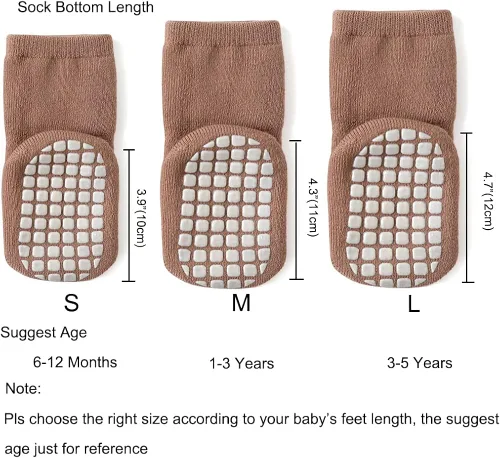 Vista 3 de Exegawe Baby Non Slip Socks Winter 5 Pairs Kid Thick Warm Crew Socks with Grips