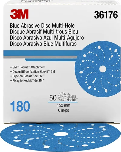 Vista 17 de 3M 3M-36142 Hookit disco abrasivo azul multi-agujero, 3" 80 Grado