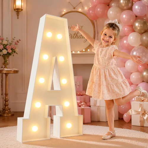 Vista 42 de imprsv Letras iluminadas grandes de 3 pies, letras iluminadas de marquesina para fiesta de cumpleaños (3 pies, letra y )