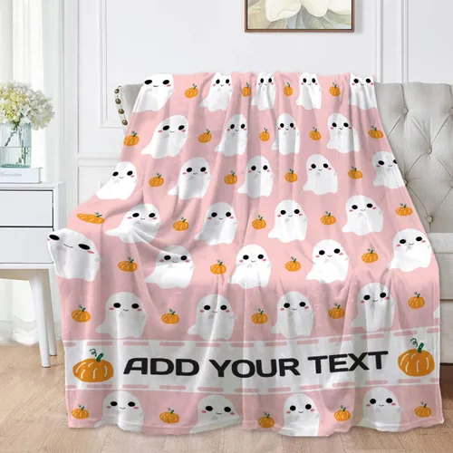 Vista 8 de Manta amarilla con diseño de fantasmas de dibujos animados, para mujeres y hombres, suave y acogedora manta de forro polar para sala de estar, cama