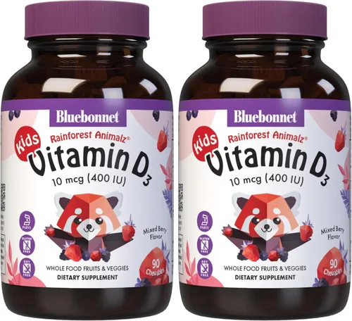 Vista 10 de Bluebonnet Nutrition Rainforest Animalz - Tableta masticable de vitamina D3 de 400 UI, sin soja, lácteos y gluten, sin OMG, certificado Kosher, apto