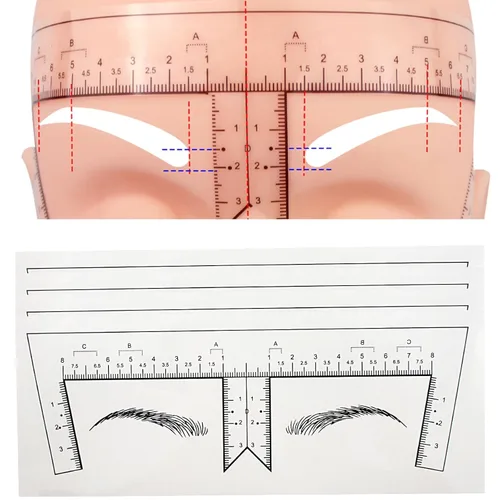 Vista 8 de Guapa 30pcs/pack Regla de cejas con forma de cejas desechable Microblading Ruler Pegatina Adhesiva Cejas Posicionamiento Herramienta de Medida
