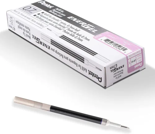 Vista 16 de Pentel - Tinta de recarga para bolígrafo de gel líquido EnerGel, (0.7mm), punta de metal, tinta negra, caja de 12 (LR7-A)