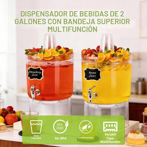 Vista 7 de Dispensador de bebidas de 2 galones para fiestas, dispensador de bebidas sin BPA con grifo sin goteo, dispensadores de jugo con soporte, dispensador