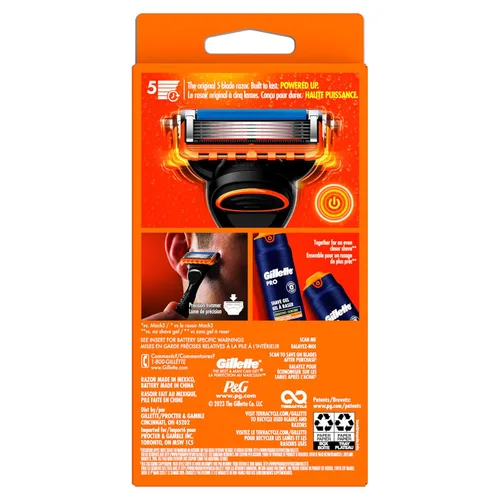 Vista 10 de Gillette Fusion5 Power Razor para hombres, 1 mango de maquinilla de afeitar Gillette Power + 1 repuesto de cuchilla