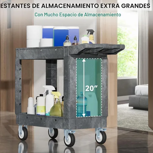 Vista 7 de YITAHOME - Carrito utilitario gris sobre ruedas, capacidad de 550 libras, 40 x 17 pulgadas