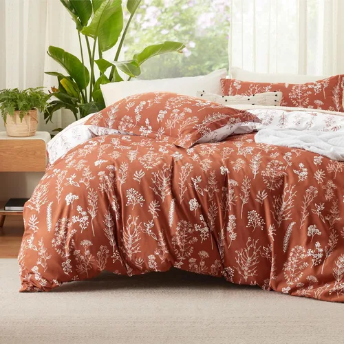 Vista 16 de Bedsure Juego de funda de edredón Twin para dormitorio, juego de funda de edredón reversible floral con cierre de cremallera, juego de ropa de cama