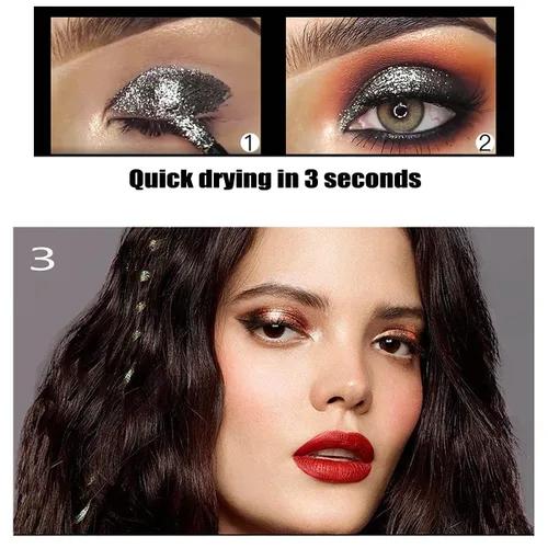 Vista 5 de VERONNI Juego de sombra de ojos líquida con purpurina, 10 piezas de sombra de ojos con purpurina, sombra de ojos líquida metálica brillante, larga