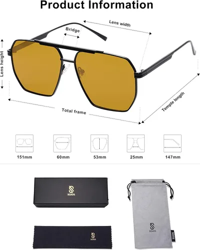 Vista 5 de SOJOS Gafas de sol polarizadas cuadradas retro de gran tamaño para mujeres y hombres, estilo vintage, UV400, gafas de sol clásicas grandes de metal