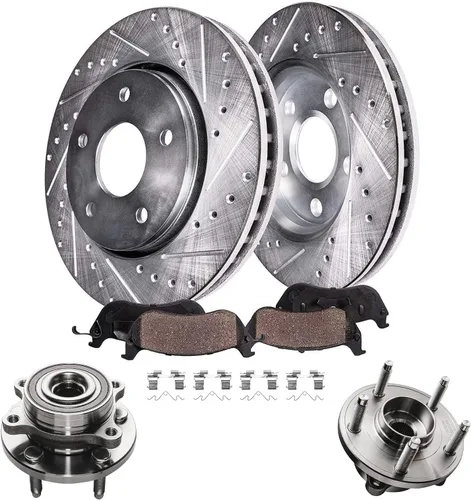 Vista 12 de Detroit Axle - Kit de frenos delanteros para Nissan Altima 2002-2006, Maxima 2002-2003, Infiniti I35 2002-2004, Rotores de freno de disco estriados