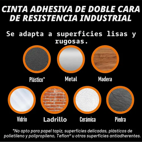 Vista 2 de Gorilla Cinta de montaje de doble cara de servicio pesado XL, 1 "x 120", negro (paquete de 1) Industrial-strength adhesive creates a permanent bond