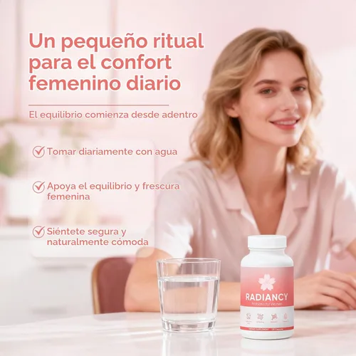 Vista 4 de Radiancy Probiótico para Mujeres Salud Vaginal - Sequedad Vaginal y Equilibrio de pH con Cepas de Lactobacillus, Extracto de Flor de Cerezo, Ácido