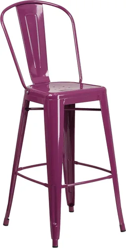 Vista 24 de Taburete Flash Furniture de bar, hecho de metal para interior y exterior, Metal, Negro