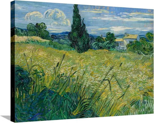 Vista 8 de ART.COM Impresiones artísticas enmarcadas para pared, diseño de trigo verde, 1889 por Vincent van Gogh, decoración escénica, 16 x 12 pulgadas, marco